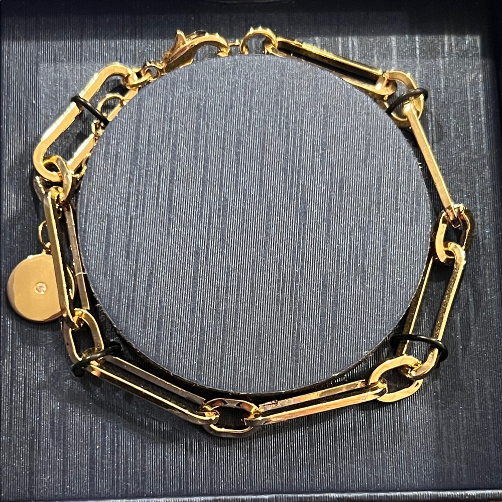 Vince Camuto 14k Gold Plated Paperclip Chain Bracelet with CZ Earrings - Picture 7 of 7